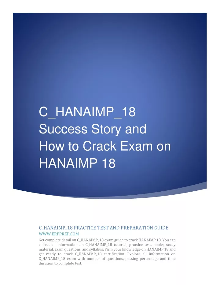 C_HANAIMP_18 Prüfung