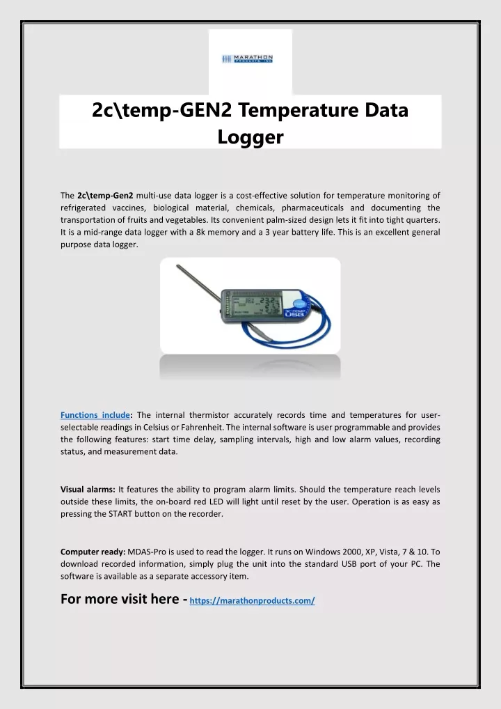 PPT 2c\tempGEN2 Temperature Data Logger PowerPoint Presentation