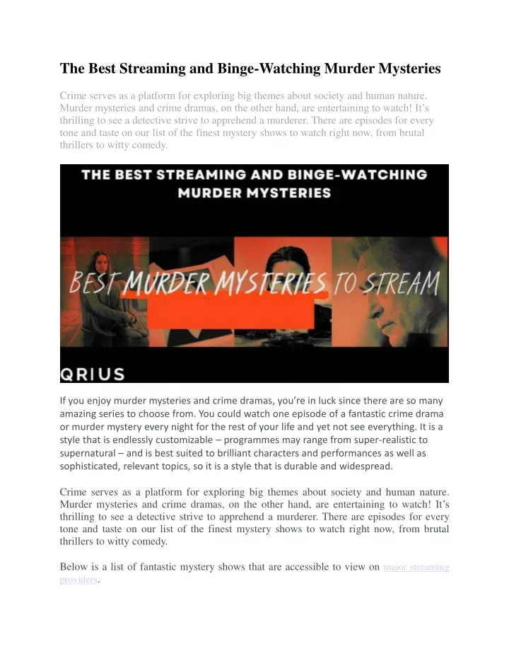 PPT - The Best Streaming And Binge-Watching Murder Mysteries PowerPoint ...