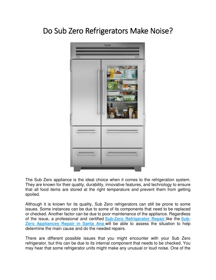 PPT Do Sub Zero Refrigerators Make Noise PowerPoint Presentation