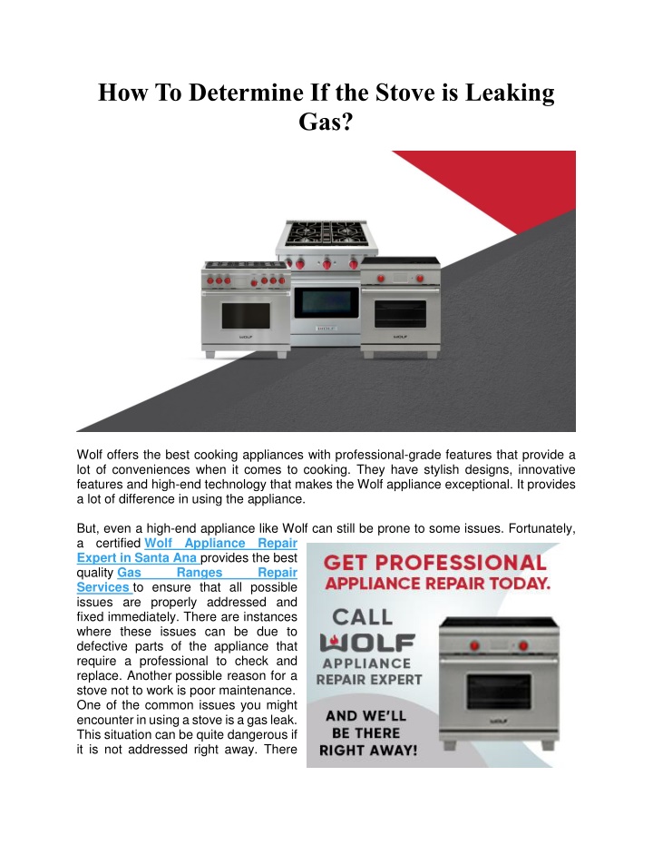 PPT - How To Determine If The Stove Is Leaking Gas PowerPoint ...