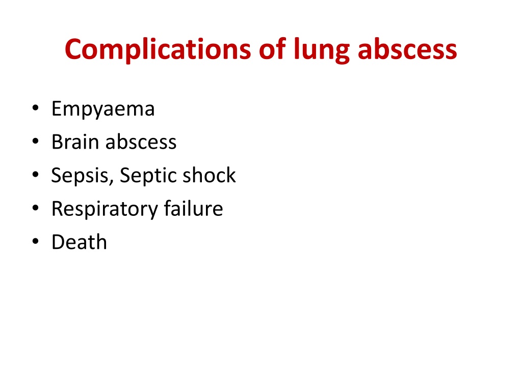 PPT - Lung Abscess Diaganosis and Treatment, Radiologic Findings - Dr ...