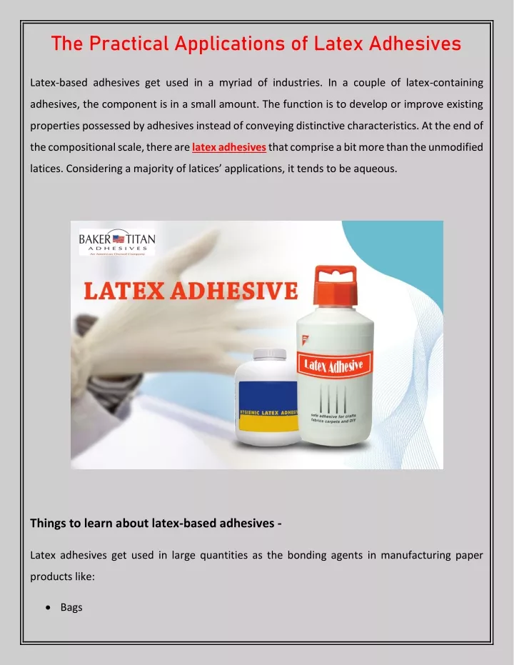 PPT - The Practical Applications of Latex Adhesives PowerPoint Presentation - ID:11346342