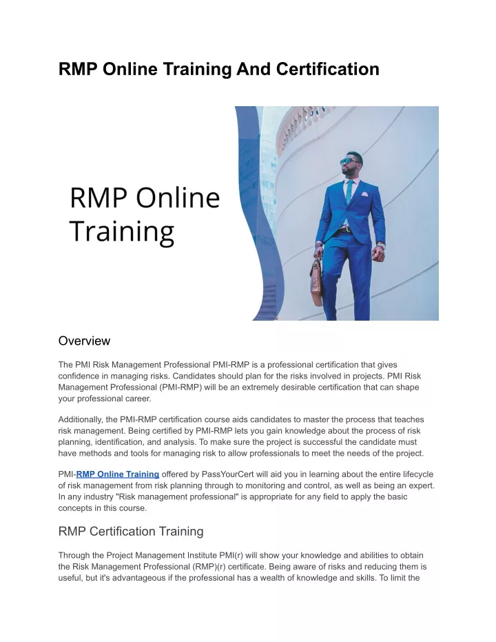 RMP Online Training And Certification
