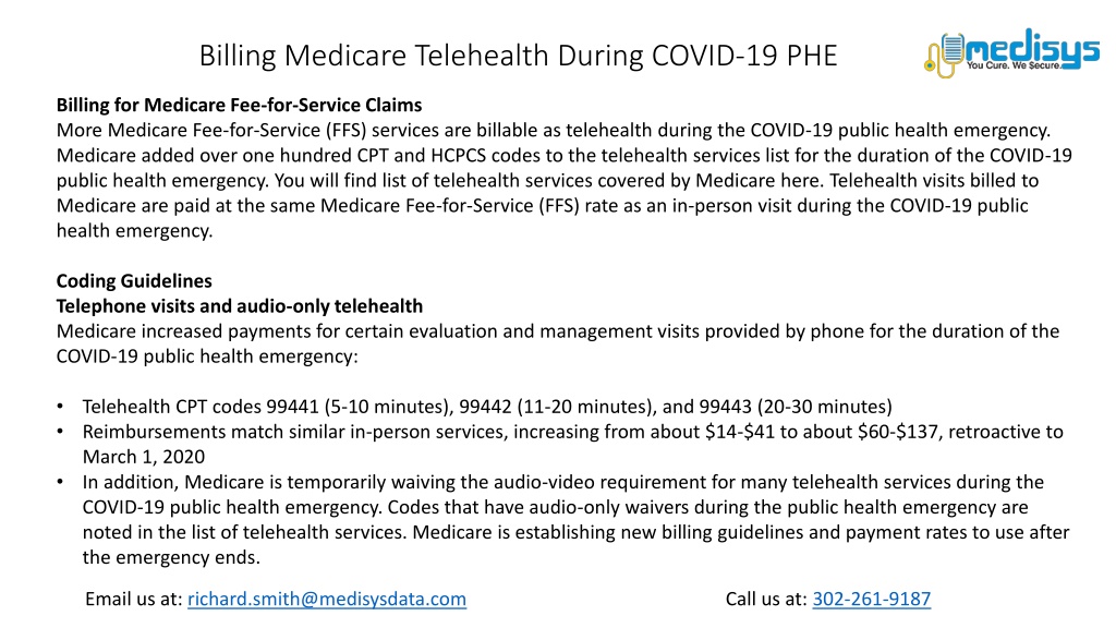 PPT - Billing Medicare Telehealth During COVID-19 PHE PowerPoint ...