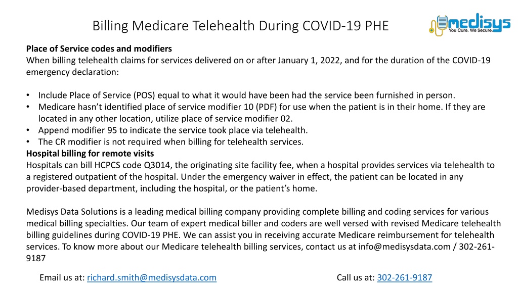 PPT Billing Medicare Telehealth During COVID19 PHE PowerPoint