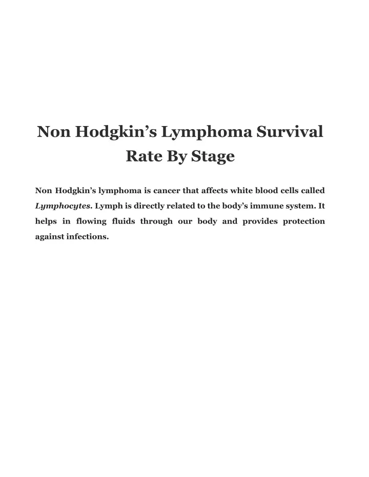 PPT - Non Hodgkin’s Lymphoma Survival Rate By Stage PowerPoint ...