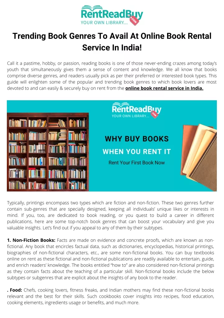 PPT Trending Book Genres To Avail At Online Book Rental Service In