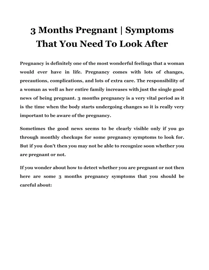 Ppt 3 months pregnant symptoms that you need to look after