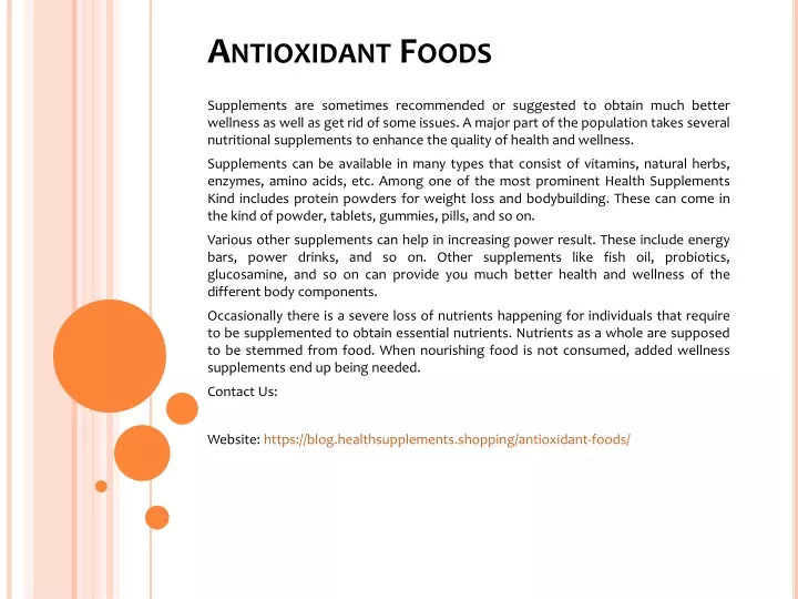 PPT Antioxidant Foods PowerPoint Presentation, free download ID
