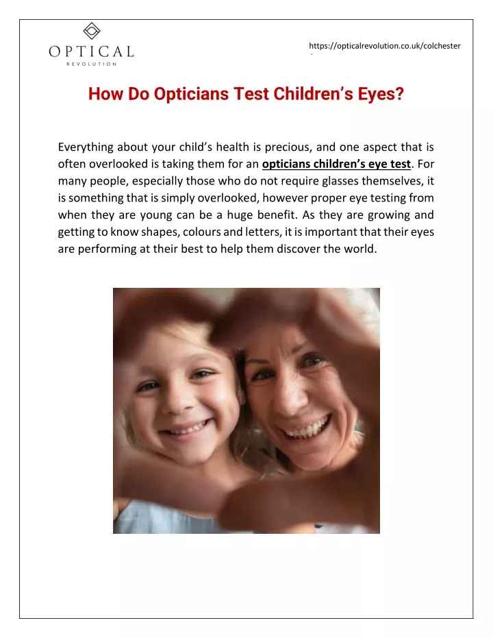 PPT How Do Opticians Test Children s Eyes PowerPoint Presentation 