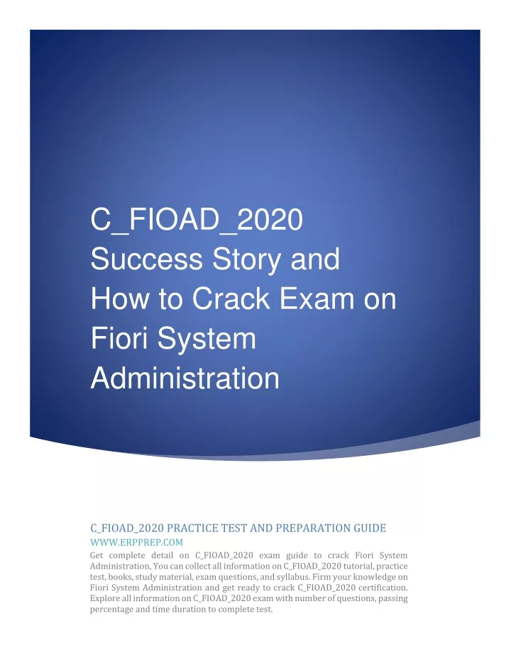 C_FIOAD_2020 Minimum Pass Score