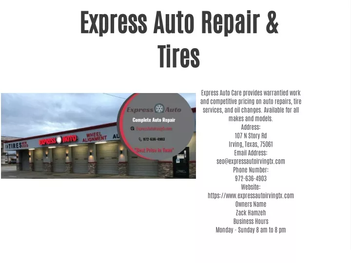 PPT Express Auto Repair & Tires PowerPoint Presentation, free