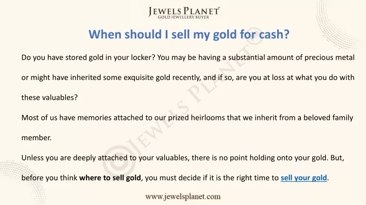 When Should I Sell Gold