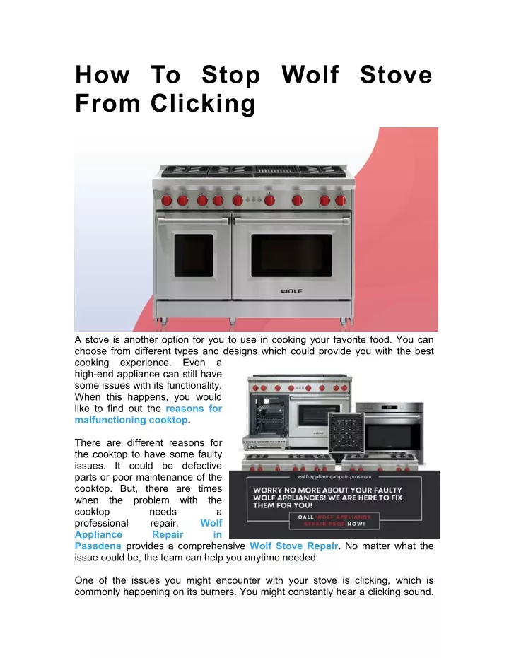 PPT How To Stop Wolf Stove From Clicking PowerPoint Presentation