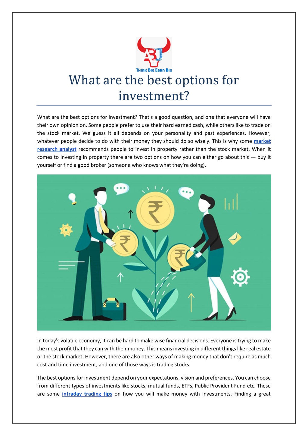 What Are The Best Option For Investment