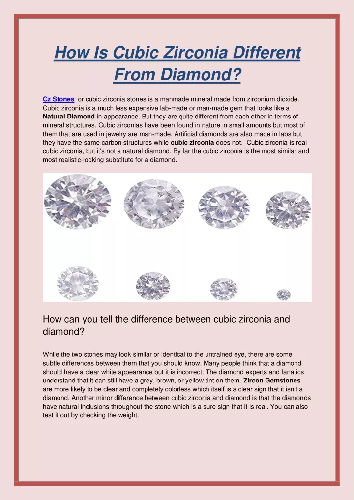 PPT - How Is Cubic Zirconia Different From Diamond PowerPoint ...