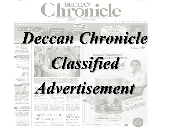 PPT - Deccan Chronicle Classified Advertisement Booking Online ...