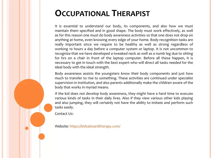 PPT - Occupational Therapist PowerPoint Presentation, Free Download ...