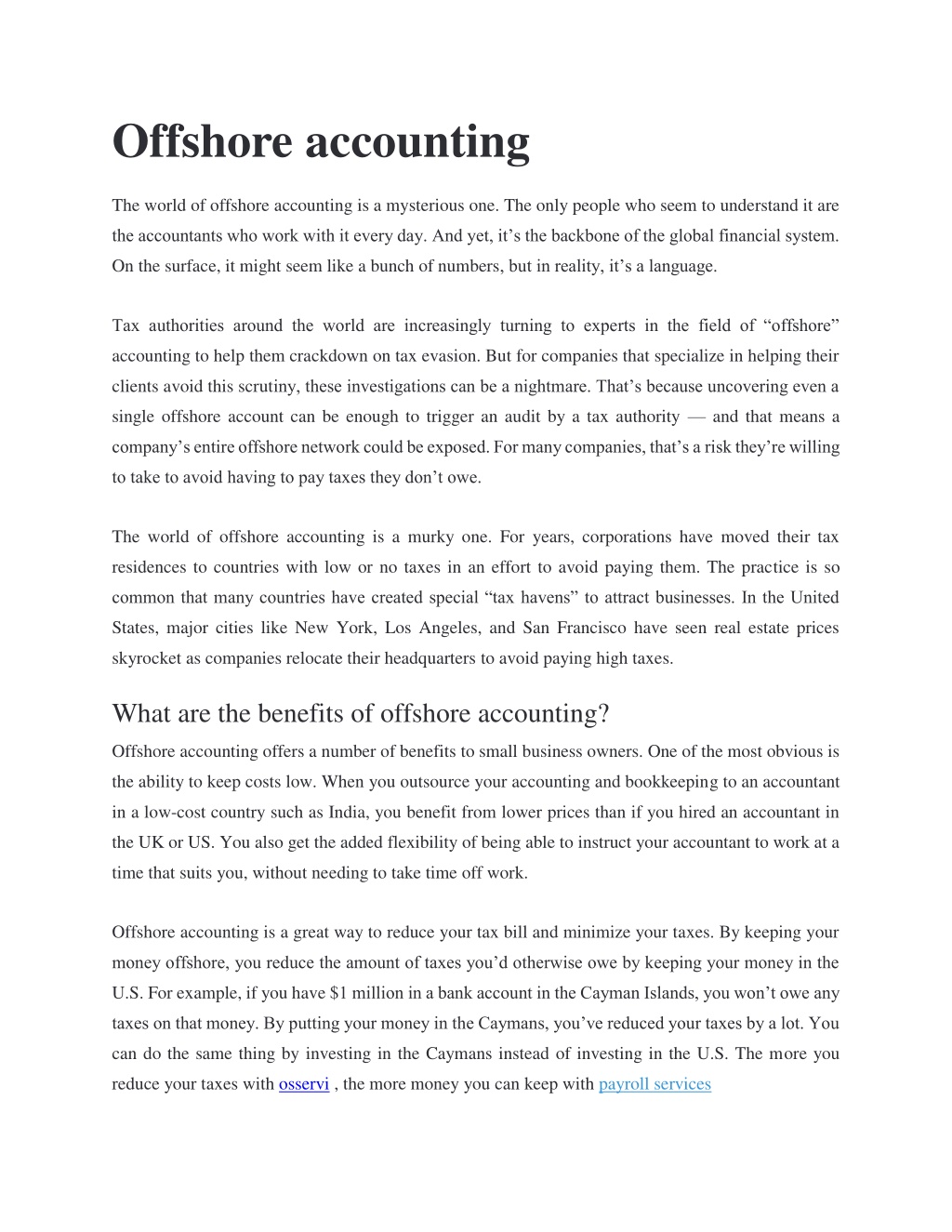 research paper on offshore accounts