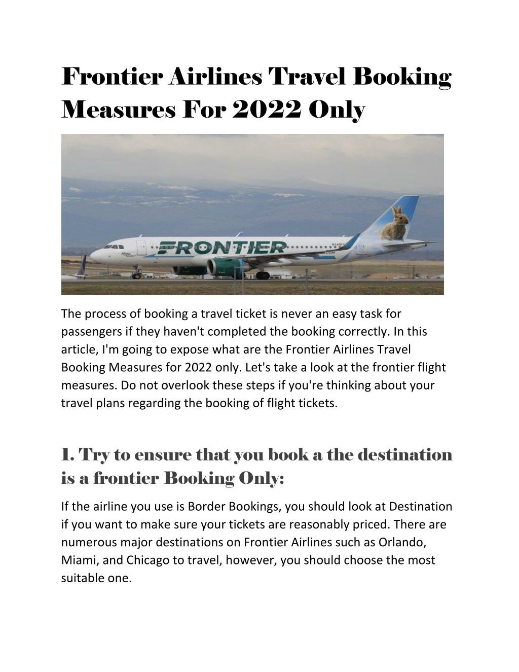 frontier airlines travel advisory