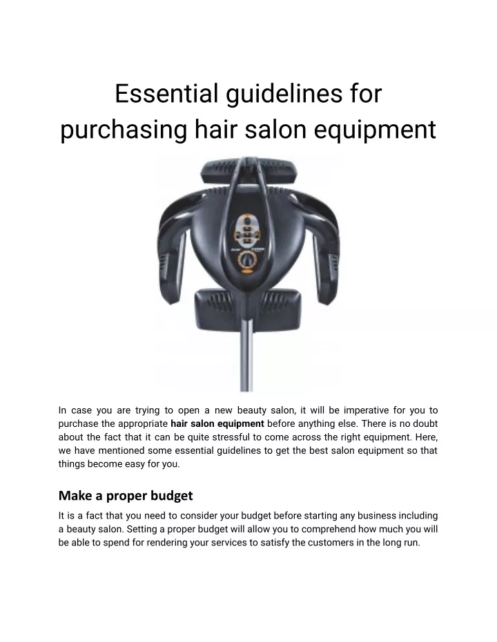 PPT Essential guidelines for purchasing hair salon equipment