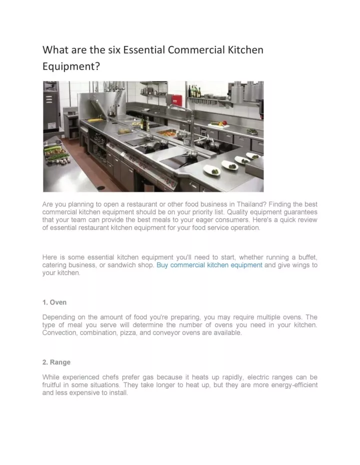 PPT What are the six Essential Commercial Kitchen Equipment PowerPoint Presentation ID11356371