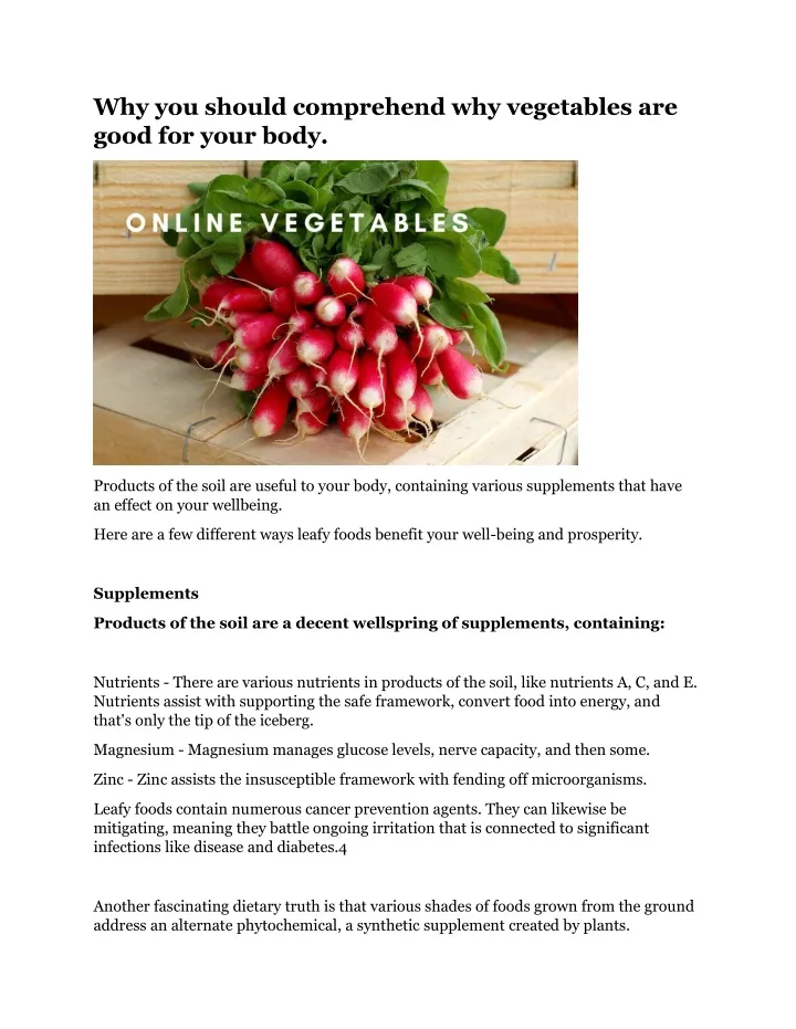 PPT Why you should comprehend why vegetables are good for your body