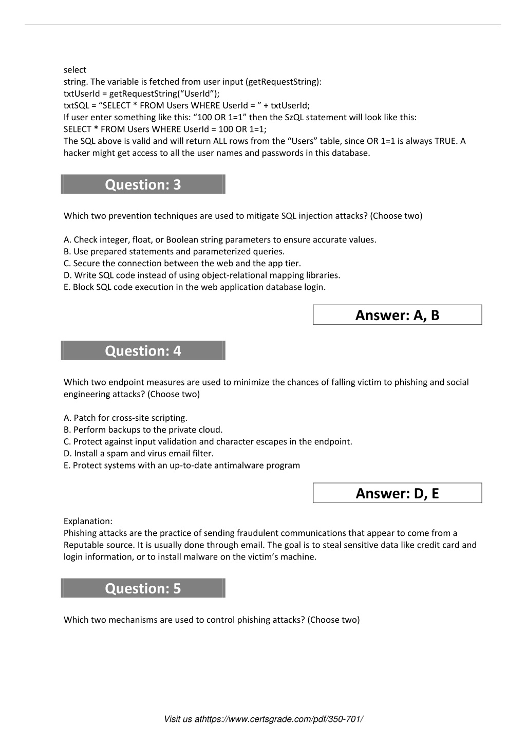 Reliable 350-701 Mock Test