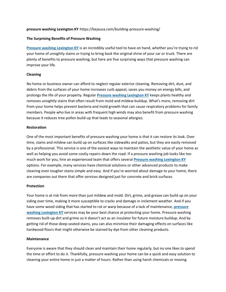 PPT - The Surprising Benefits of Pressure Washing PowerPoint ...
