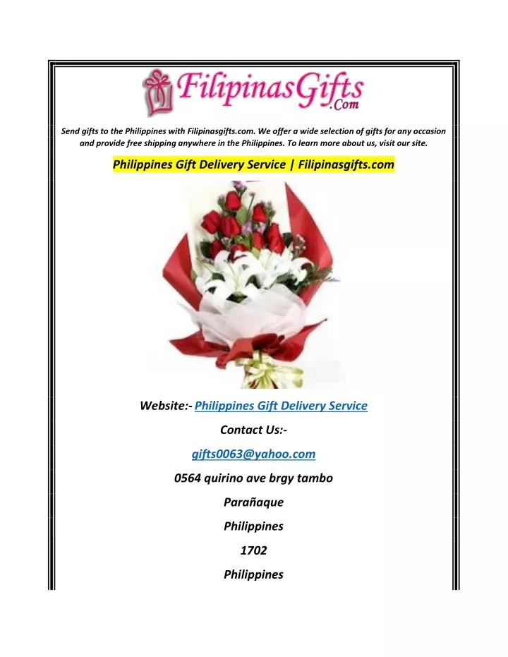 PPT Philippines Gift Delivery Service PowerPoint