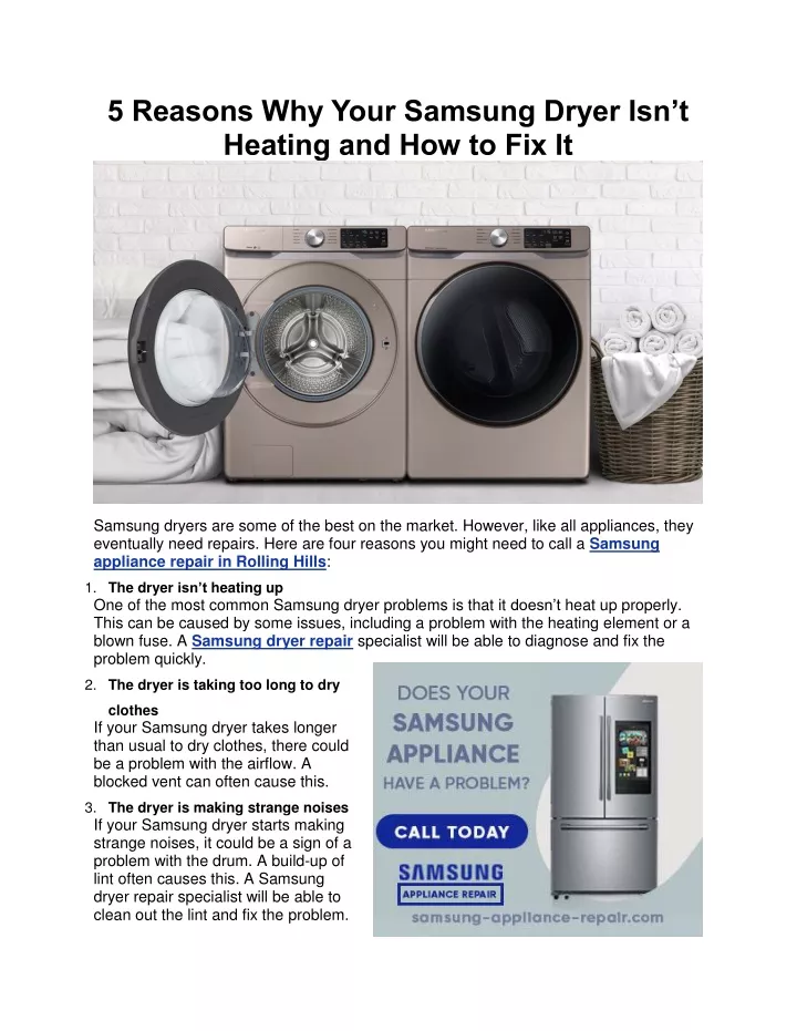 PPT 5 Reasons Why Your Samsung Dryer Isn PowerPoint Presentation