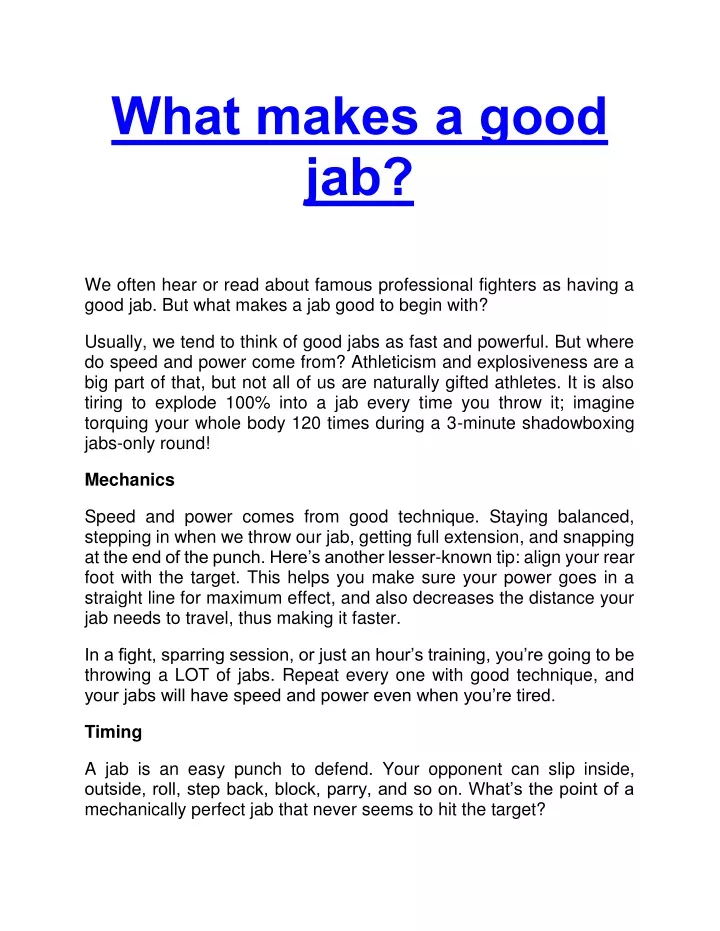 Ppt what makes a good jab powerpoint presentation free download id