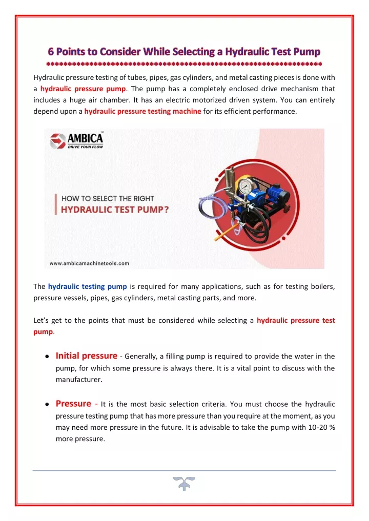 PPT - Things to Consider Before Buying The Hydraulic Test Pump ...