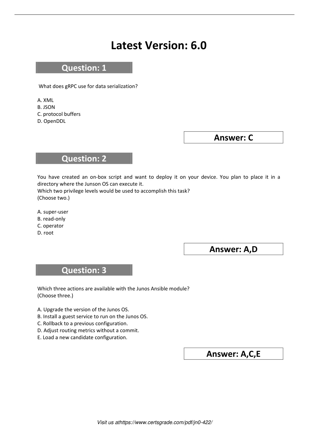 JN0-422 Exam Collection