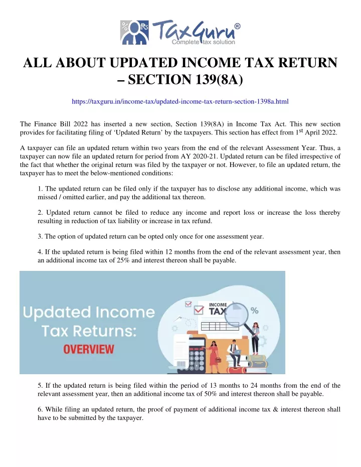 PPT All About Updated Income Tax Return Section 139 8A PowerPoint 