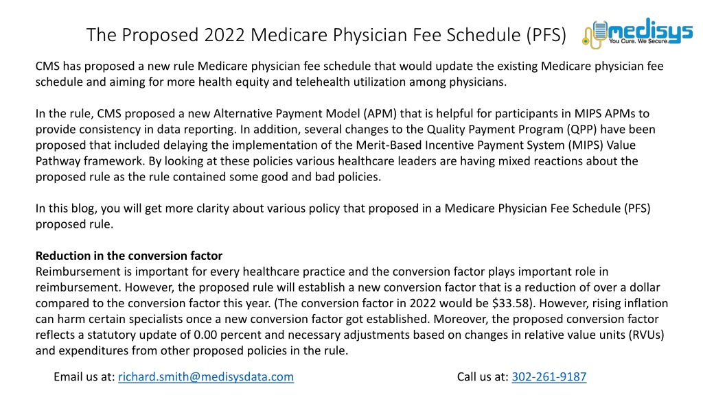PPT The Proposed 2022 Medicare Physician Fee Schedule (PFS