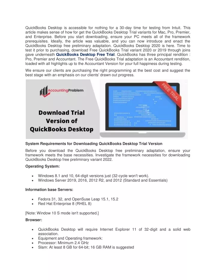 PPT QuickBooks Desktop Free Trial PowerPoint Presentation, free