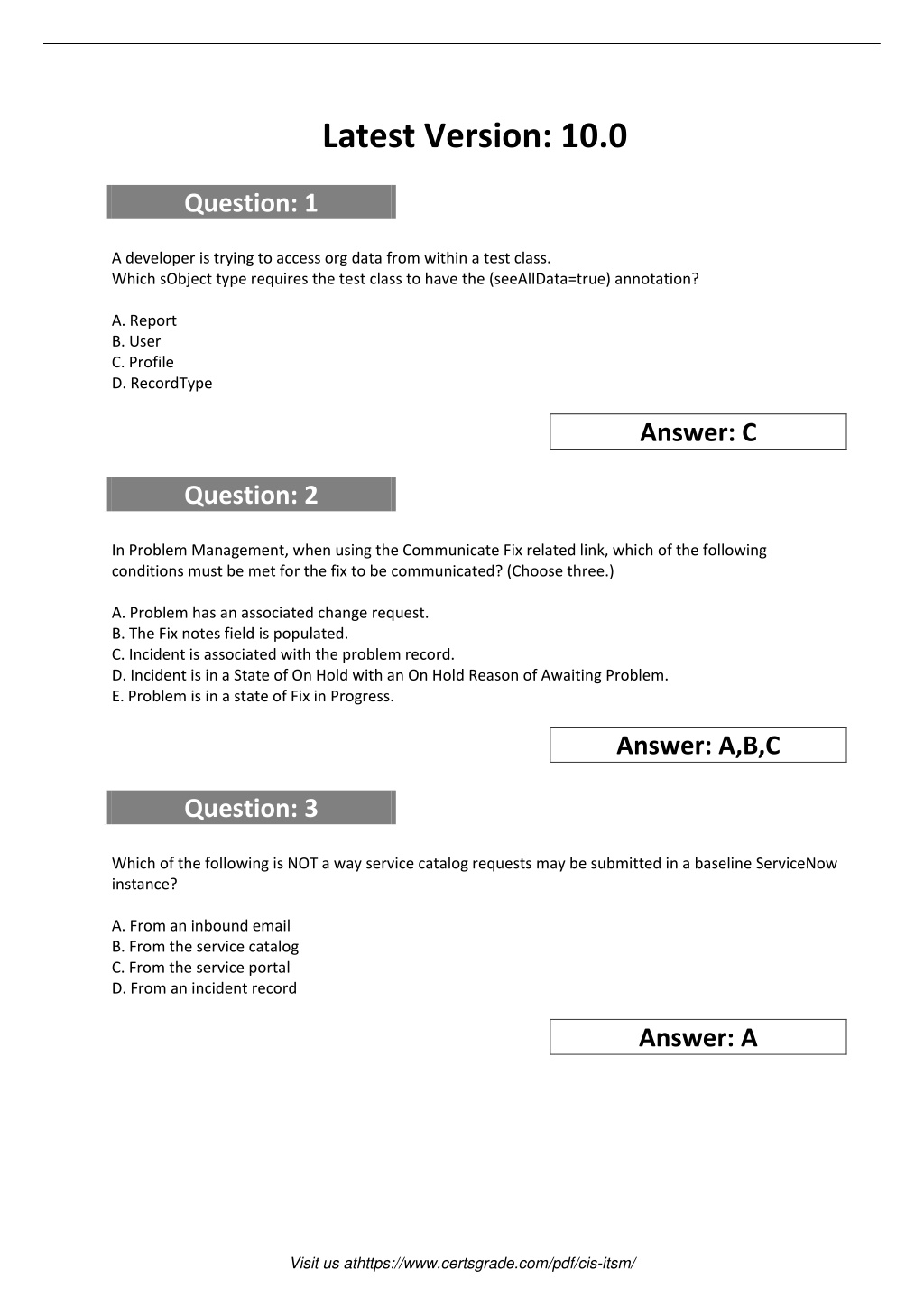 CIS-ITSM Latest Test Simulations