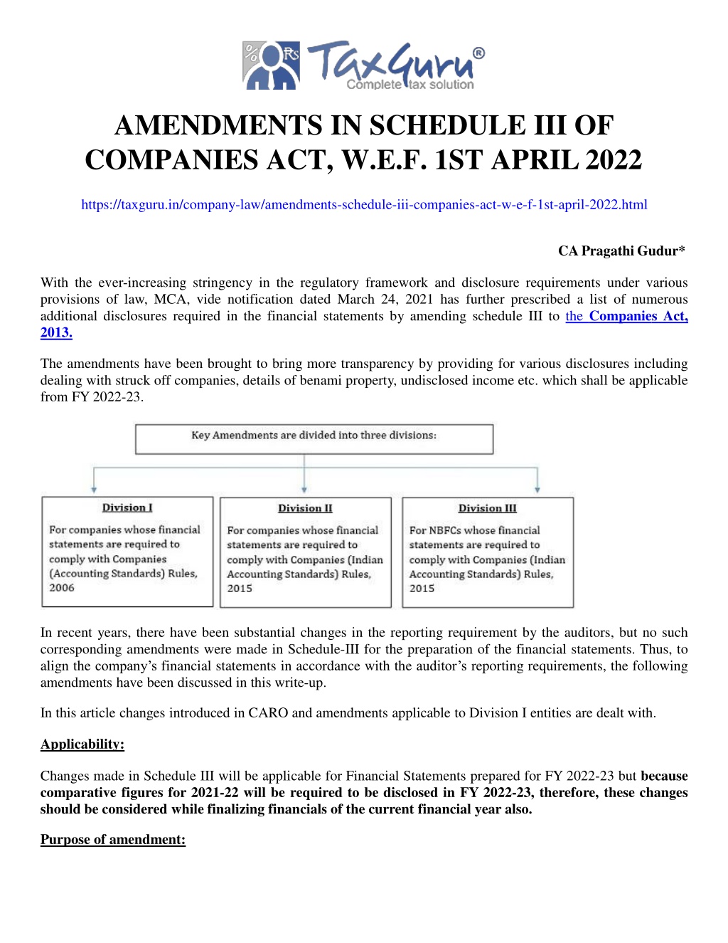 PPT Amendments in Schedule III of Companies Act, w.e.f. 1st April
