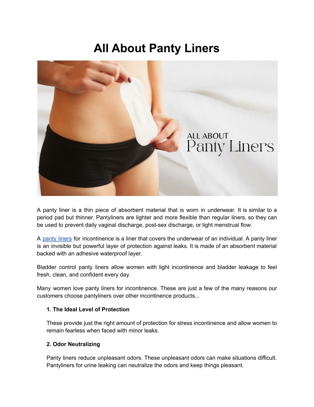 PANTY LINERS - A PREVENTION FROM DAILY DISCHARGE OR SPOTTING, Menstrual  Hygiene and more