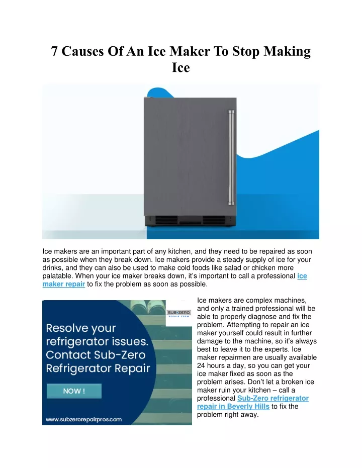 PPT 7 Causes Of An Ice Maker To Stop Making Ice PowerPoint