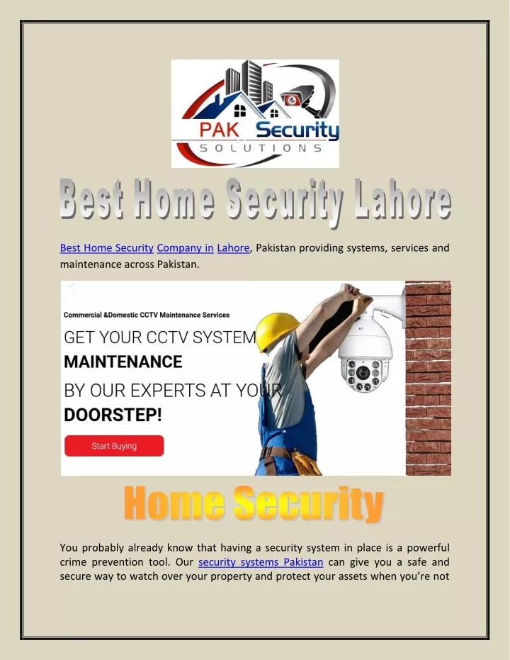 PPT Best Home Security Company in Lahore PowerPoint Presentation