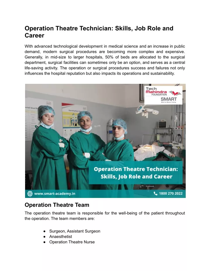 Ppt Operation Theatre Technician Skills Job Role And Career