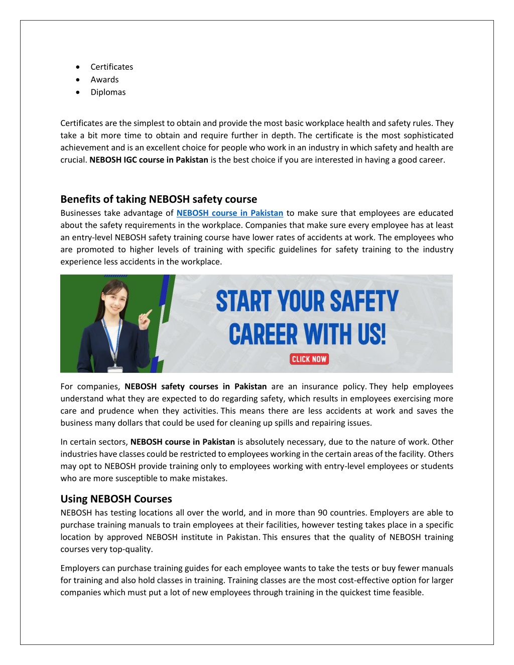 PPT - Basic Introduction to NEBOSH Safety Course - Pakistan PowerPoint ...
