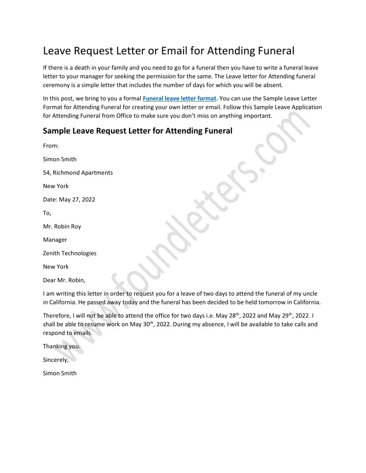 PPT - Request Leave Letter for Attending Funeral PowerPoint ...