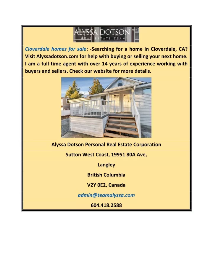 PPT Cloverdale Homes for Sale PowerPoint