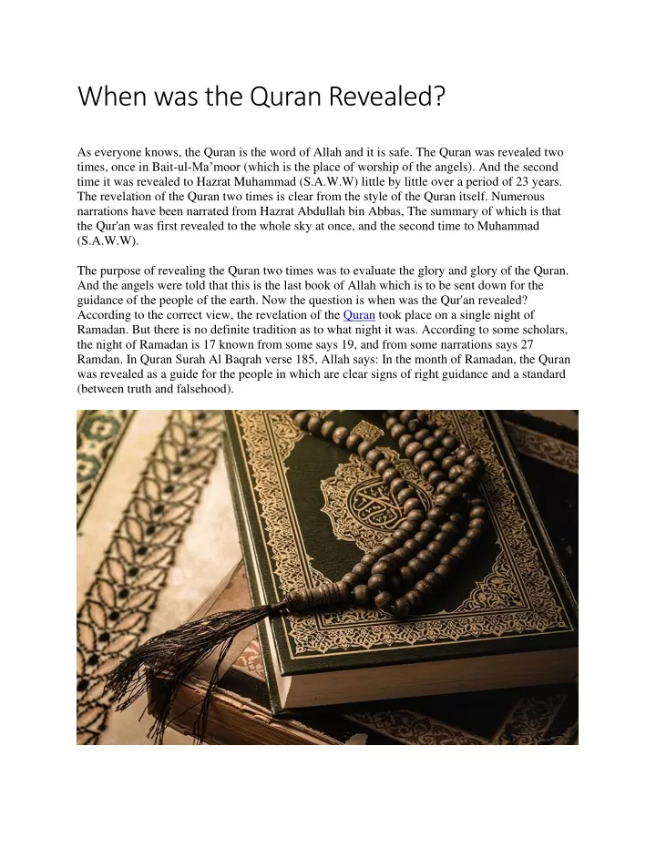 PPT - When Was The Quran Revealed? PowerPoint Presentation, Free ...