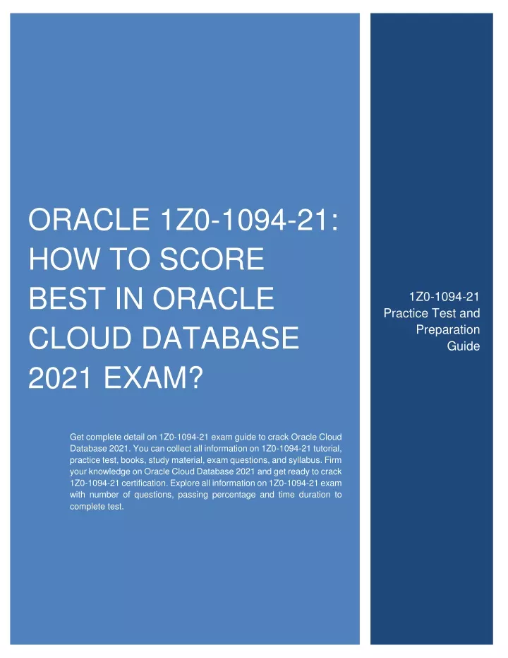 New 1z0-1094-22 Practice Questions