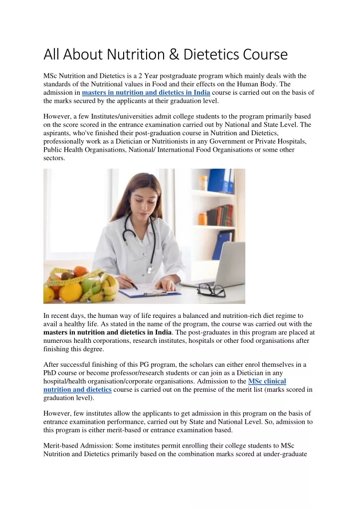 PPT All About Nutrition Dietetics Course PowerPoint Presentation
